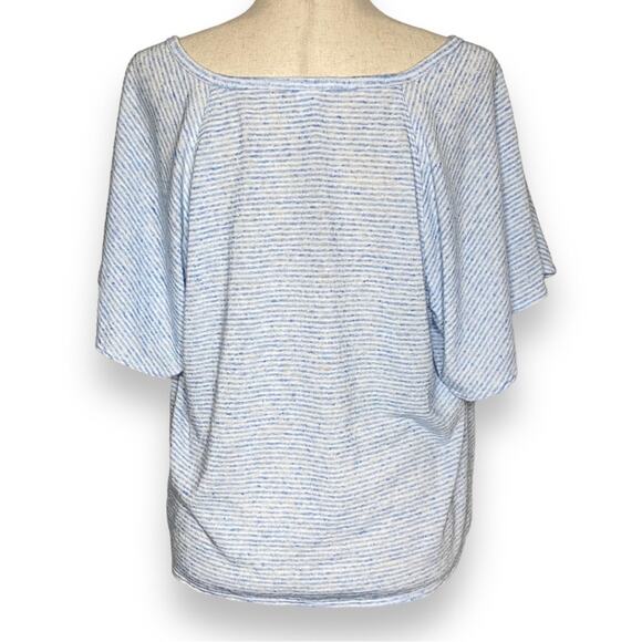 Old Navy Cropped Linen Loose Fit Flutter Sleeve Blue Mini Stripe Women’s Size XL - Picture 3 of 7